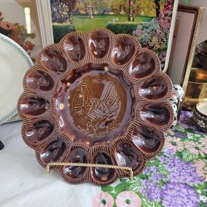 California Pottery Deviled Egg Platter With Rooster USA